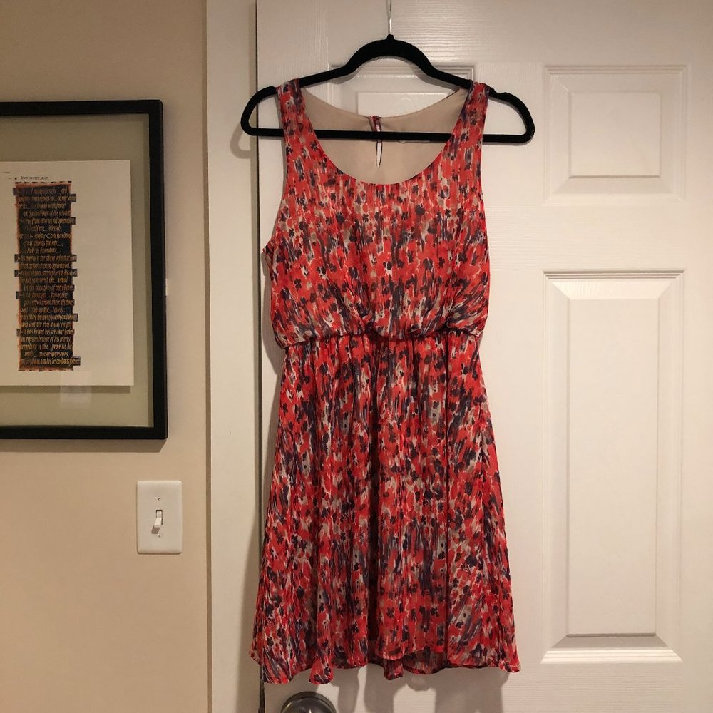 Lush - Red and Purple Patterned Dress - Medium